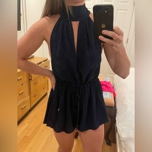 Navy high neck romper